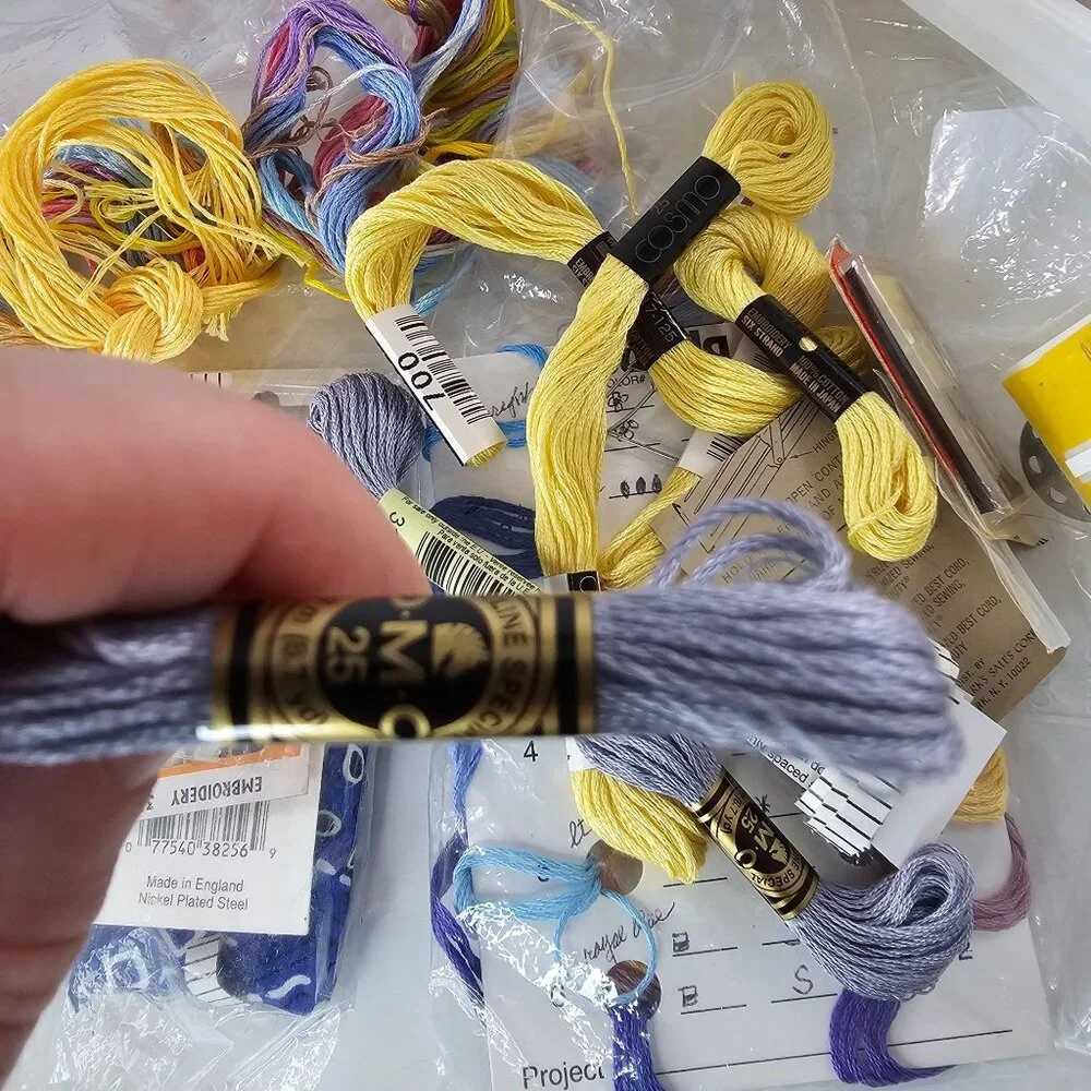 Large Assorted Lot Of Embroidery Floss & Threads Includes DMC Bucilla & More